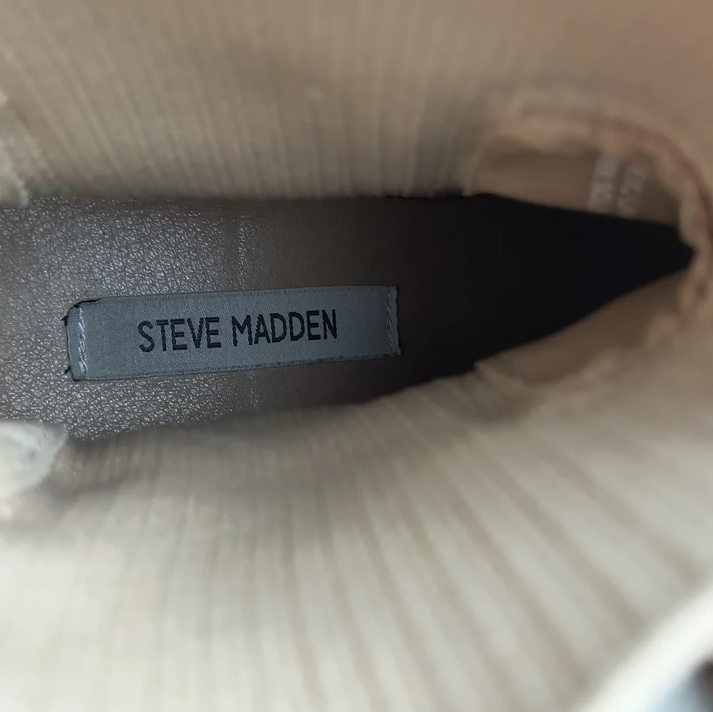 Steve Madden Hayle 7.5 Tan Platform Chelsea Chunky Boots Shoes